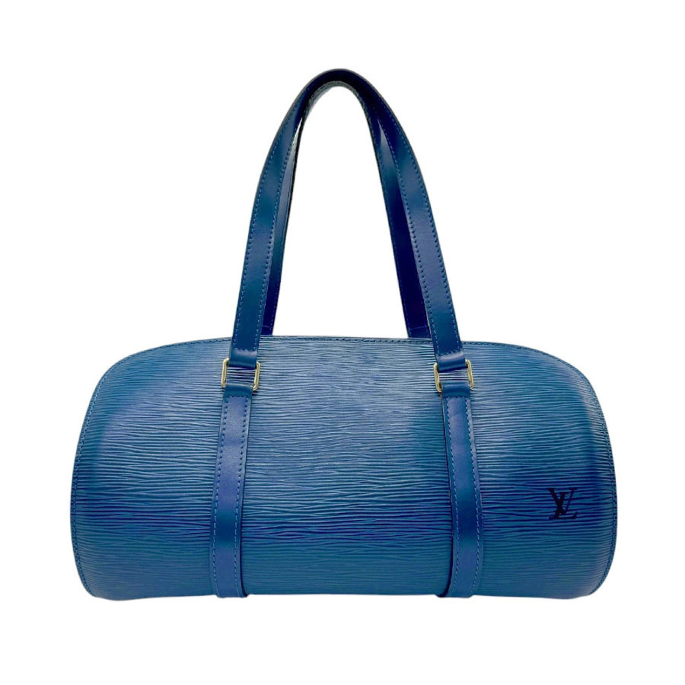 Louis Vuitton Epi Soufflot Top Handle Bag Leather Blue Gold